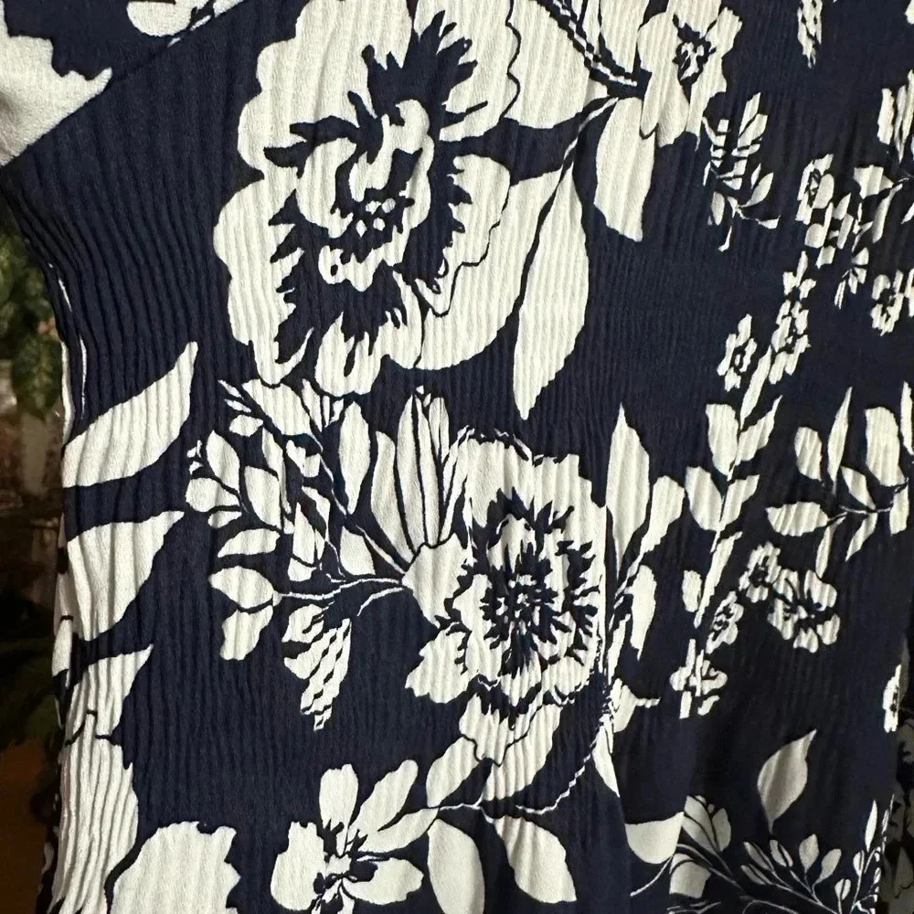 Avenue top pleat print navy blossom size 30/32 - Picture 3 of 10